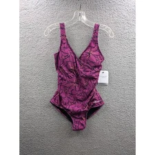 NWT Dolfin Aquashape Womens Moderate Ruched Front One Piece Swimsuit sz 6