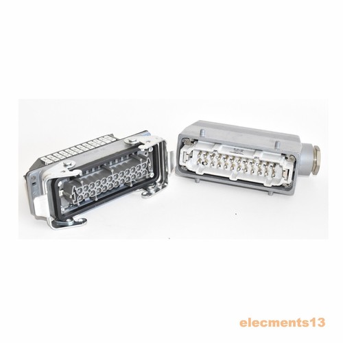 24 PIN HARTING CONNECTOR SET PANEL FEMALE + CABLE ANGLE MALE 16A 400V USED - Picture 2 of 6