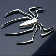 SILVER 3D Metal Spider Logo Car Sticker Chrome Emblem Badge Decal Accessory