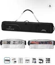 Caracaleap Ski/Snowboard Padded Travel Bag 175cm, Black, Flying/Driving