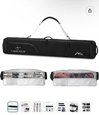 Caracaleap Ski/Snowboard Padded Travel Bag 175cm, Black, Flying/Driving