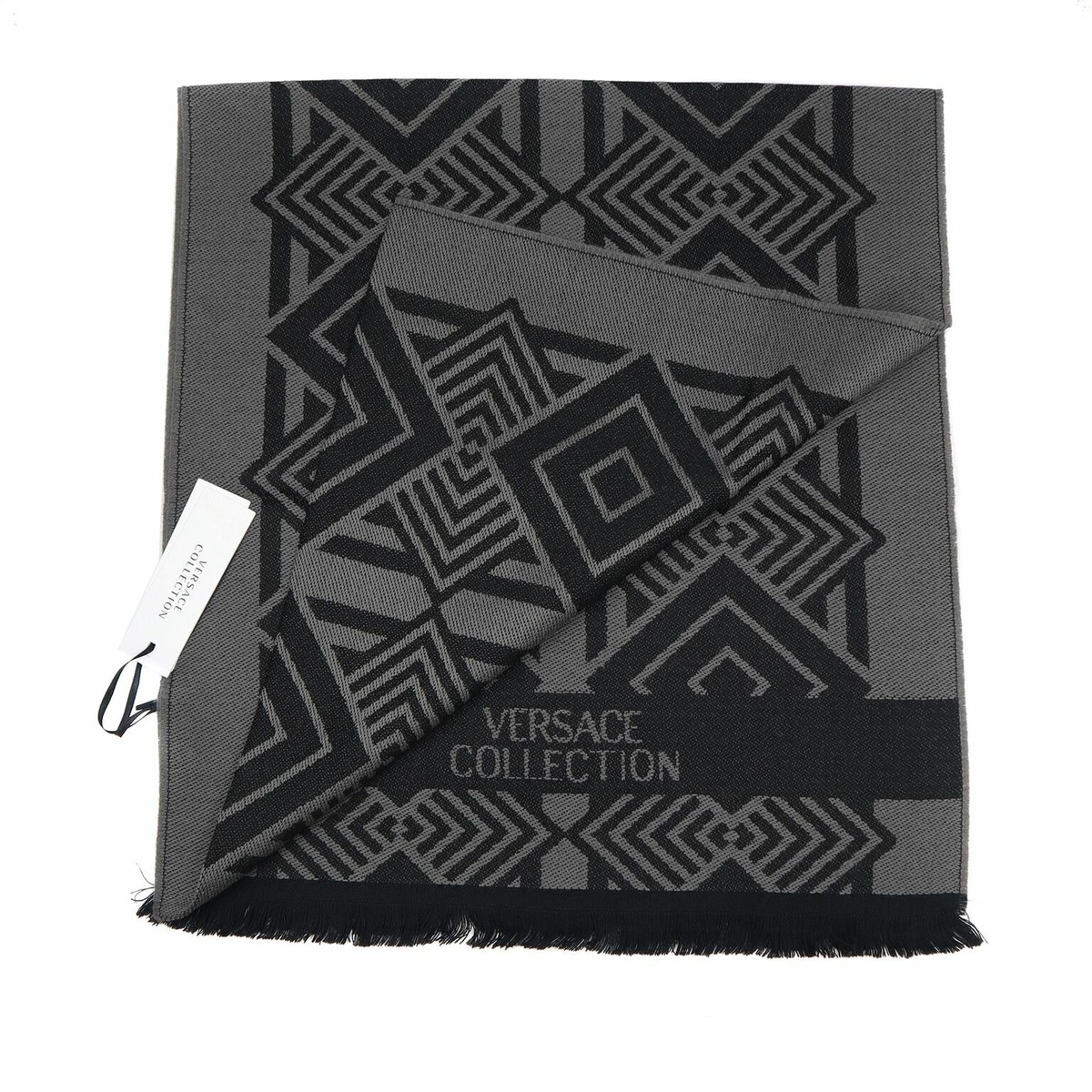 Versace Collection Black & Grey Mens Scarf