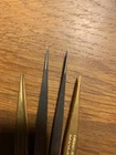 tweezers Dumont, Bergeon 2pce brass No 1 and 2pce titan SSI40
