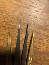 tweezers Dumont, Bergeon 2pce brass No 1 and 2pce titan SSI40