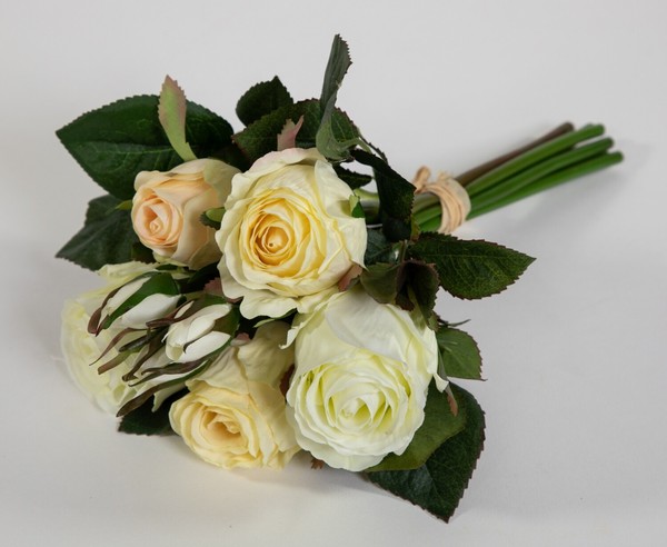 Rosenbund / Rosenstrauß 28Cm Weiß-Creme Ad Kunstblumen KüNstliche Rosen Blumen-image