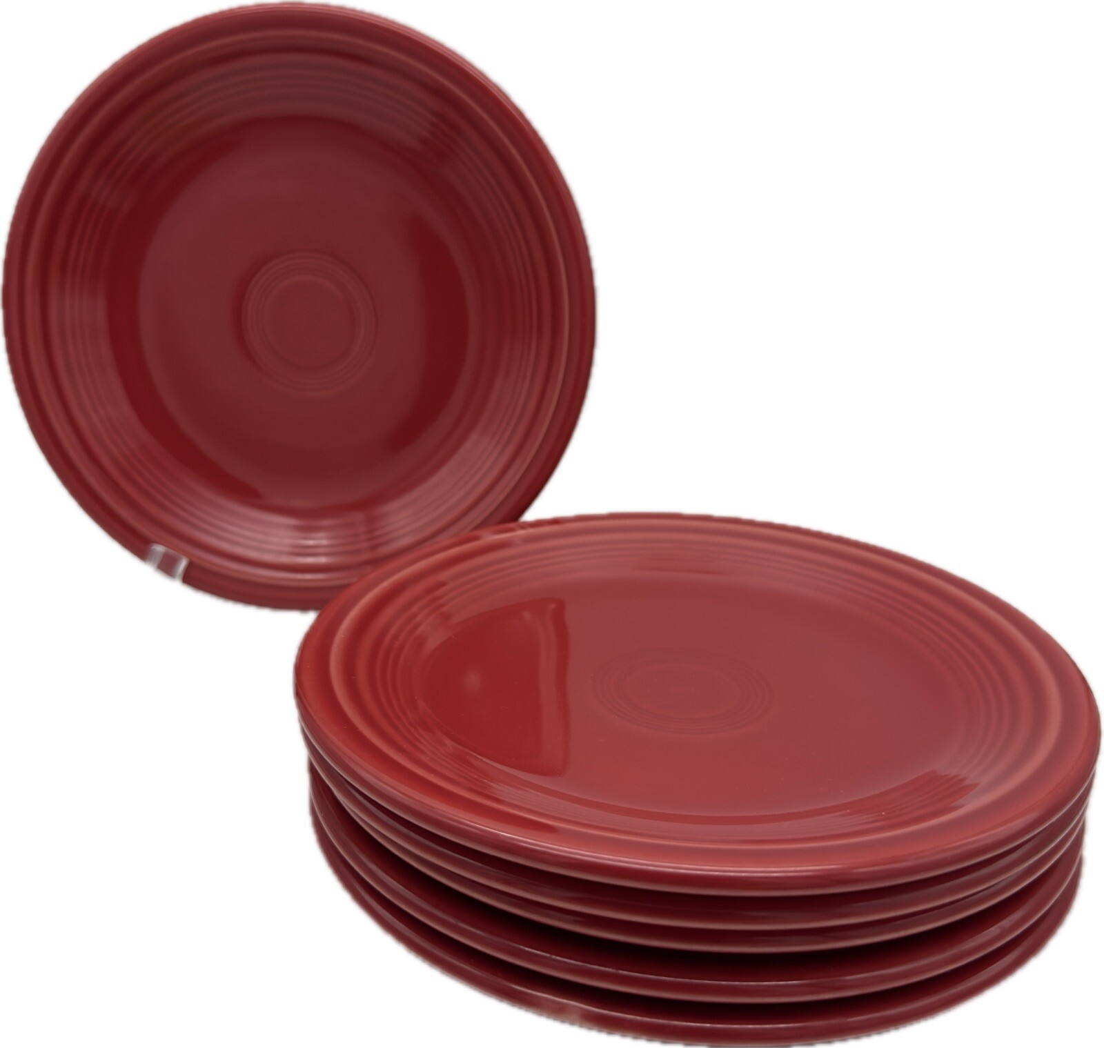 6-Piece Fiesta Ware Homer Laughlin Scarlet Red 7-Inch Salad Dessert Plates Set