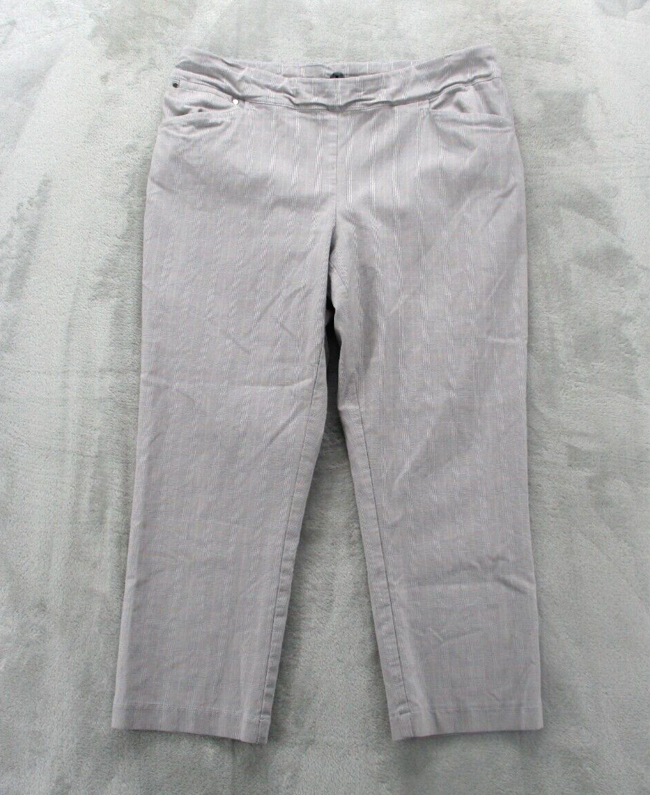 パンツ COYSEIO DOUBLE CAPRI PANTS LIGHT GREY Jules & Leopold Pull-On Capri Pants Women's 4 Gray Plaid Rayon