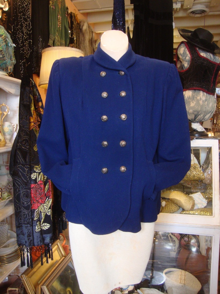 ジャケット・アウター 19AW WOOL LOOSE DOUBLE BREASTED JACKET French 1940s Blue Striped Wool Double Breasted Tailored Suit