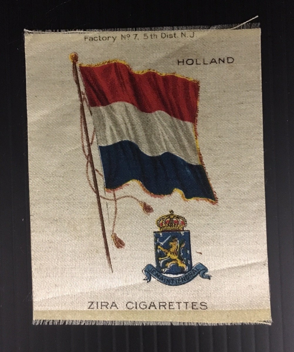 Vintage Zira Cigarettes Holland Netherlands Flag Tobacco Card Silk