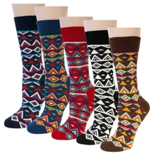 Wrapables® Unisex Colorful Designs Trouser Socks (Set of 5), Diamond Pattern