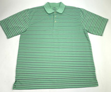 PGA Tour Men's XL Polo Golf Mint Green/Stripe Performance Short Sleeve Shirt EUC
