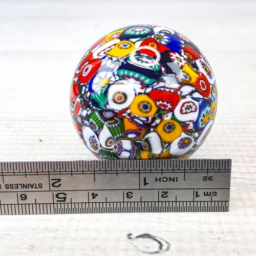 Vintage Colorful Millefiori Art Glass 2" Globe Sphere Ball Flowers Stars - Picture 8 of 9
