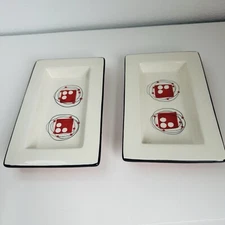 Dansk Orbit Handpainted Vintage MCM Rectangular Dishes Set Of 2