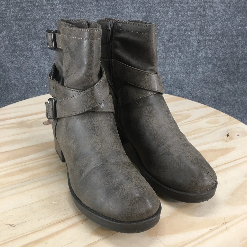 Botas de Montaña Blancas para Mujer 9M Marrón Respaldo Botín Hebilla Cuero Sintético Foto 3 de 4