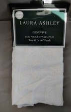 NWT Laura Ashley Sheer Embroidered Curtain Panels 40" x 96" Genevive Preston