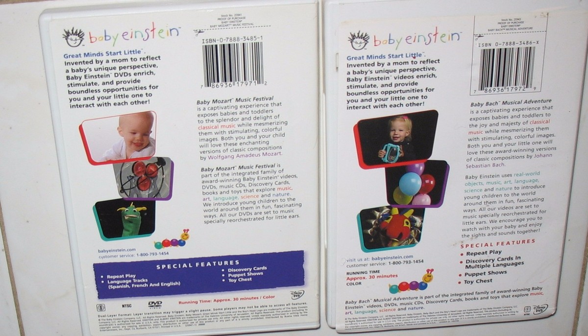 LOT OF 2 - BABY EINSTEIN DVD - AGES 0-3 BABY MOZART & BABY BACH | eBay
