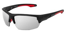Sports Wrap Silver Mirror Lens Black Frame with Colored tips