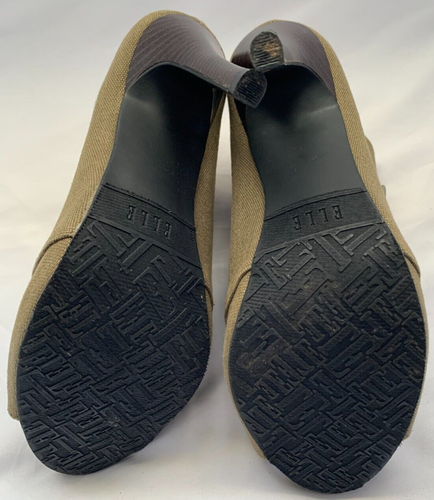 ELLE Vaughn Olive Green Peep Toe Lace-Up High Heel Booties, Canvas~Size 7.5 - Picture 5 of 6