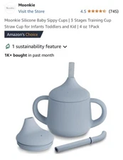 Moonkie Silicone Baby Sippy Cups | 3 Stages Training Cup Straw