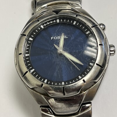 Vintage Fossil Blue AM3534 Men's Stainless Steel Watch 2 Face Dial