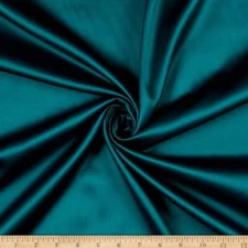 Silky French (Teal) Charmeuse Stretch Satin Fabric By The Yard _ 60" Wide
