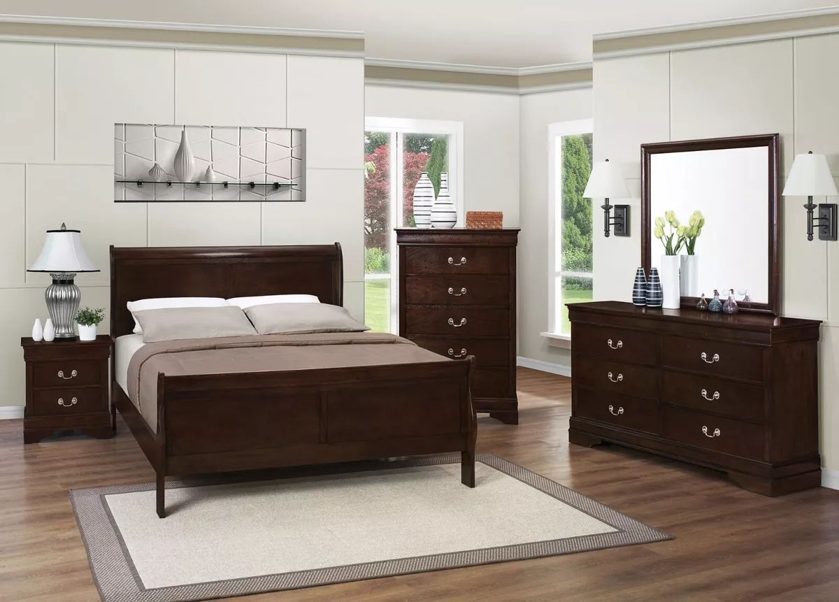 Espresso sale sleigh bed