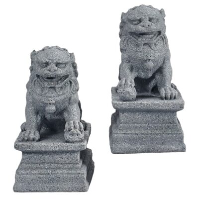 2Pcs Kleinen Löwen Skulptur Lion Statue Skulptur Chinesischen Stein Statue Li...
