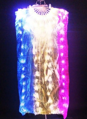 Fächerschleier 155cm Länge Bauchtanz Kostüme Regenbogenfarben LED Fächerschleier Handfächer - Bild 23 von 33