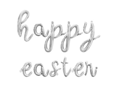 HAPPY EASTER Cursive Letter Balloon Banner - DIY Lenten Season Party Decoration
