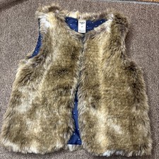 Oshkosh B'Gosh faux fur girl's vest brown Size 5t used button close