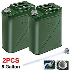 2PCS 5 Gallon 20L Gasoline Army Green Jerry Can Military Metal Steel Tank Backup