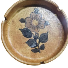 Vintage Round Yellow Glazed Ceramic Ashtray Retro Home Decor Made in Japan