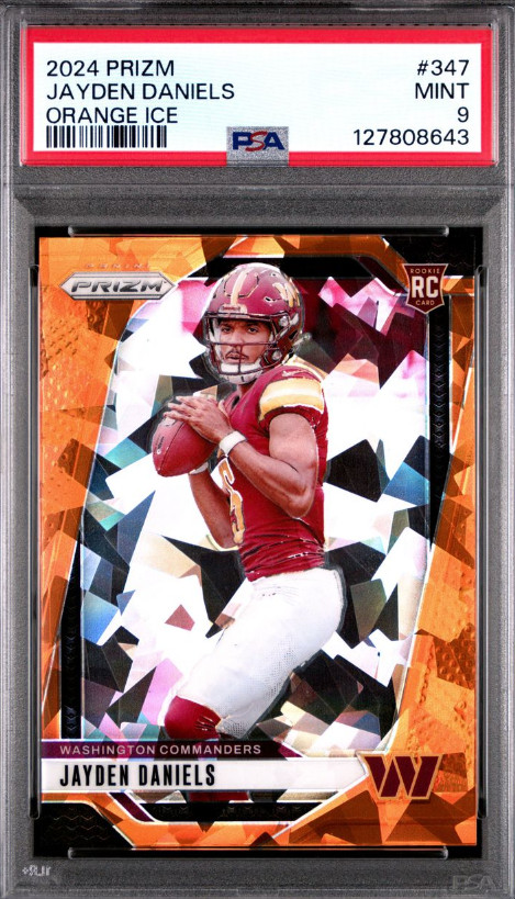 2024 Panini Prizm #347- Jayden Daniels RC Orange Ice Prizm PSA 9