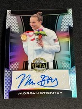 MORGAN STICKNEY 2025 LEAF METAL WOMEN OF SPORT SILVER PRIZM 9/10 AUTO SWIM 🔥🔥