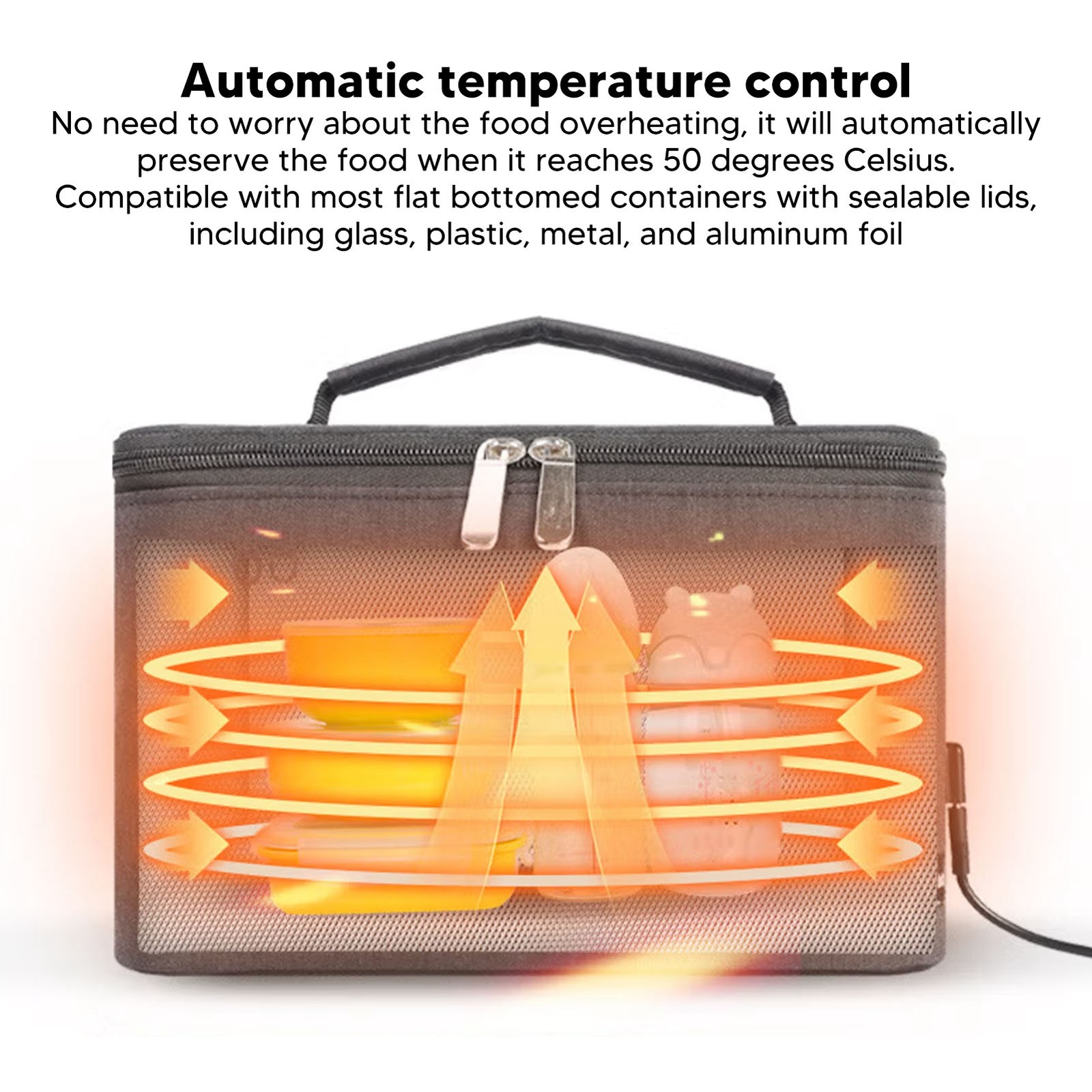 USB Heating Lunch Box Bag Waterproof Oxford Cloth Food Heated Thermal Bag BAJ