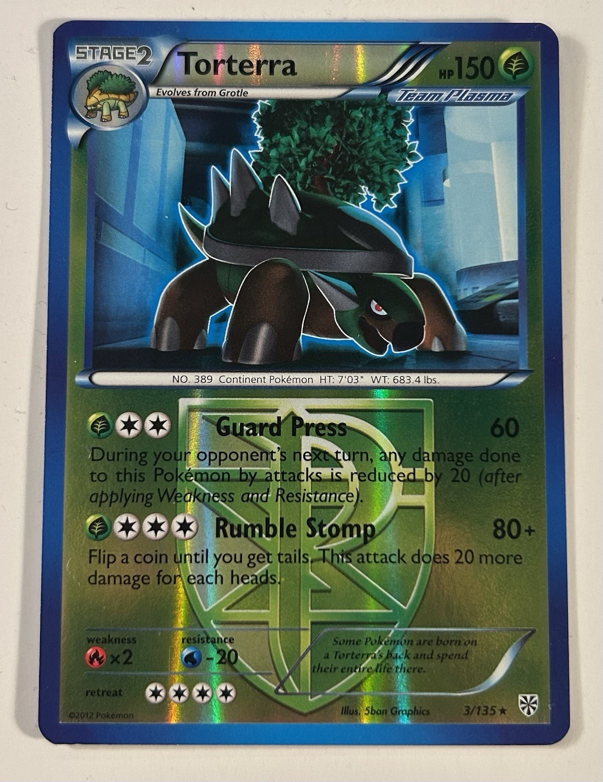 Torterra 3/135 Rare Plasma Storm Pokemon Reverse Holo LP