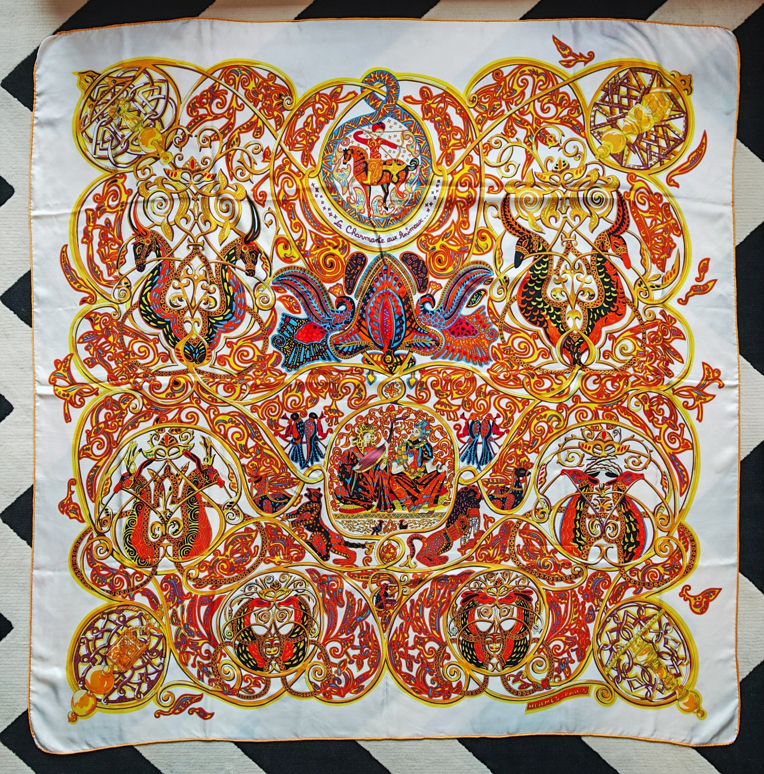 Hermès Silk Carre Geant 140 Silk Scarf La Charmante aux Animaux Annie Faivre