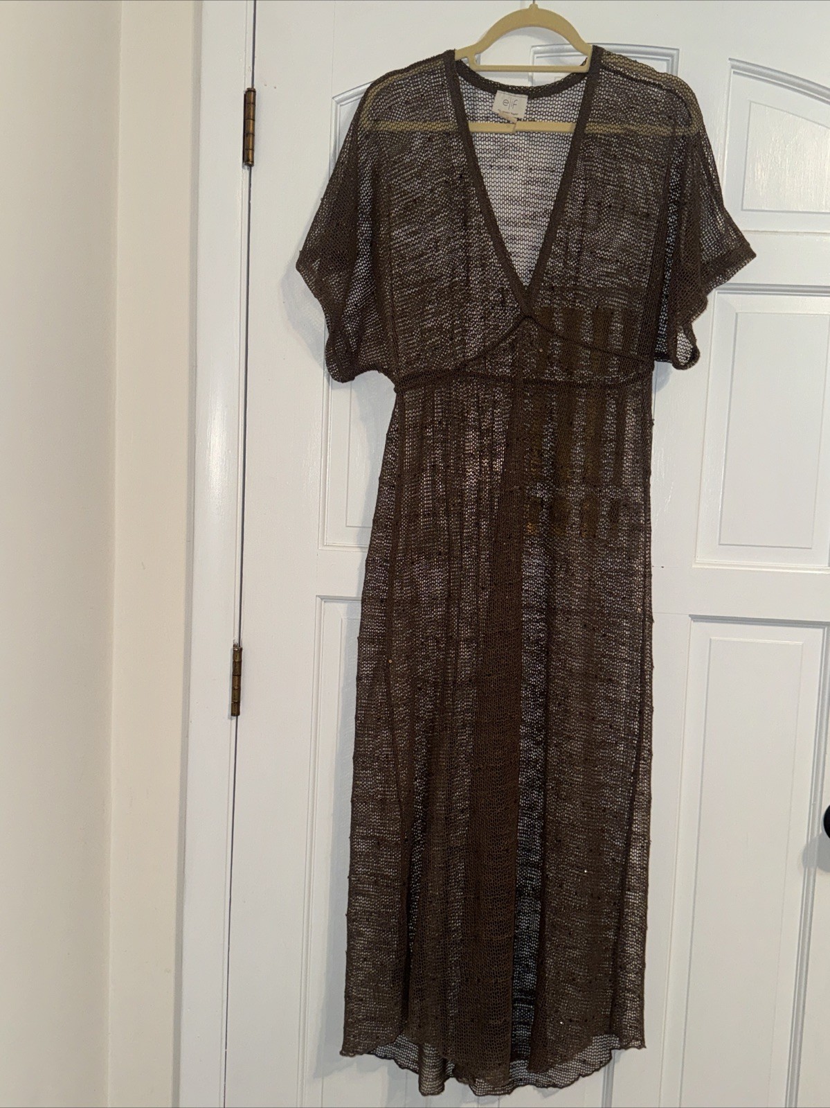 ELIF for JORDAN TAYLOR Long  Brown Dress Beach Cruise COVER UP XL