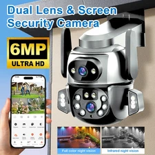 Outdoor Dual Lens Tuya Wifi Smart Life Camera 6MP HD Built-in Spotlight Home Cam