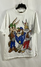Vintage 90s Looney Tunes Hip Hop Bugs Taz Wile E Coyote T-Shirt Single Stitch L