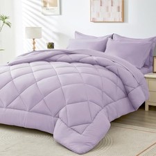 Purple Comforter Set - 5-Piece All Season Bed in a Bag Ultra Twin Light Purple