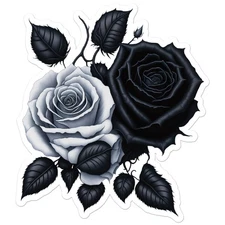 Black White Roses - Vinyl Decal Sticker - Car Window Laptop - ebn9484