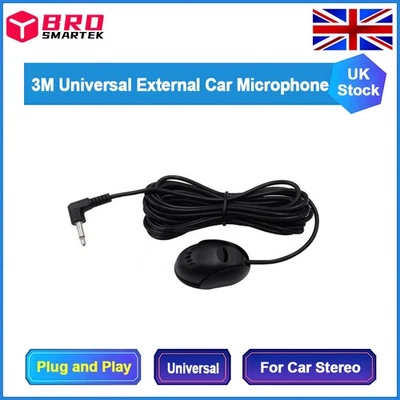 BROSMARTEK Universal 3M External Microphone MIC for PC Car Radio Bluetooth Hands-free 3.5mm