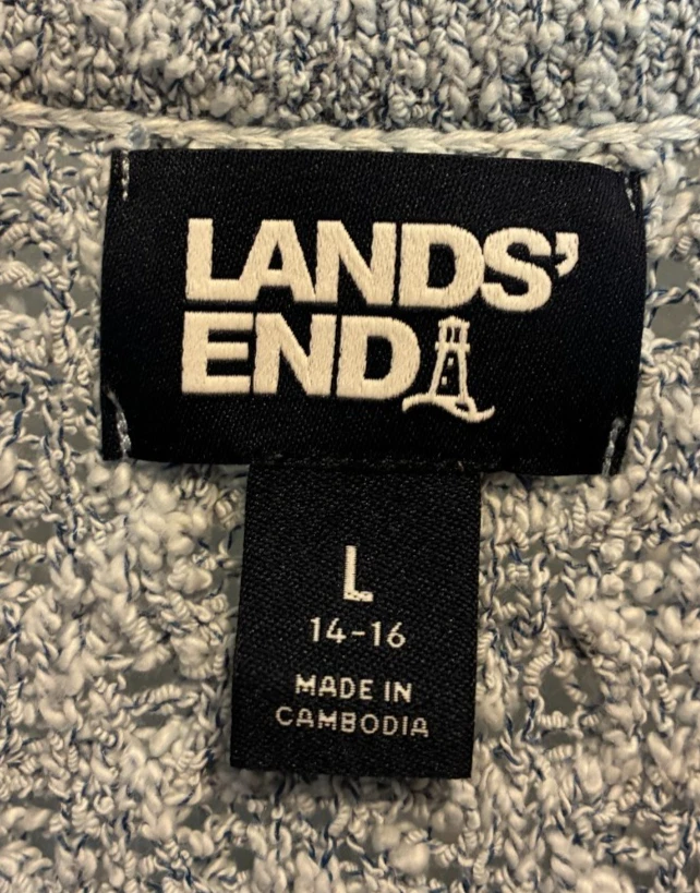 Land's End светло-синий открытый плетение длинным рукавом кнопка спереди кардиган размер L - Изображение 4 из 4