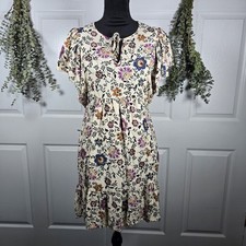 Knox Rose Midi Dress Small Off White Floral Boho Cottagecore Peasant Romantic