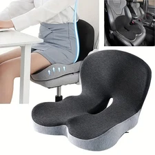 Memory Foam Seat Cushion w/Lumbar Support Pillow for Back & Sciatica Pain Relief