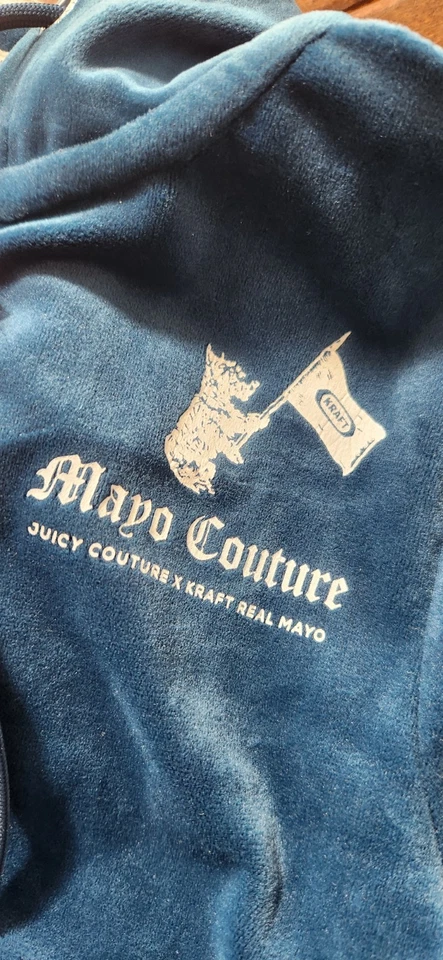 全新带标签 罕见 Y2K Juicy Couture x Kraft Real Mayo Collab 蓝丝绒... — 第 3/4 张图片