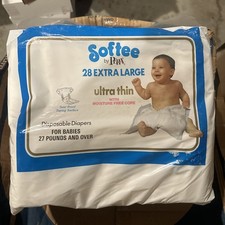 Sealed Bag Of 28 Extra Large Softee Vintage Plastic Diapers