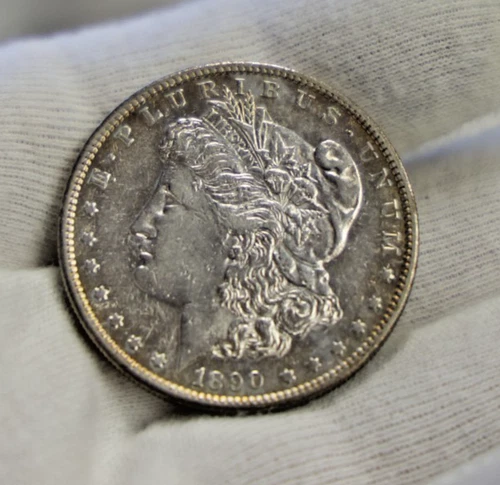 1890 S US Morgan Silver Dollar $1 AU (Cleaned)