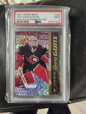 2021-22 Upper Deck Speckled Rainbow Foil Filip Gustavsson  Young Guns PSA 9